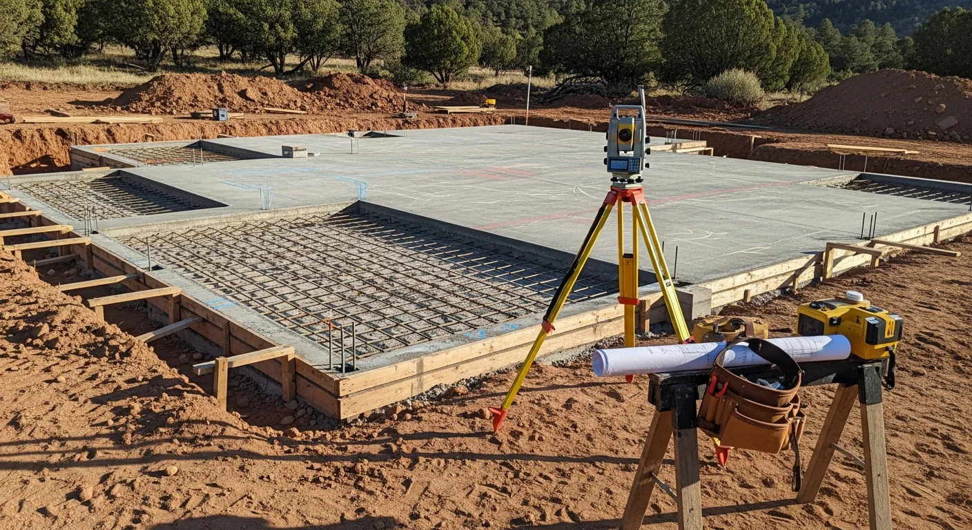 A newly constructed custom home in Durango, Colorado, with a steep-pitch roof designed for mountain snow loads and a site-fitted foundation on sloped terrain. The structure reflects high-altitude construction standards common to La Plata County builds.